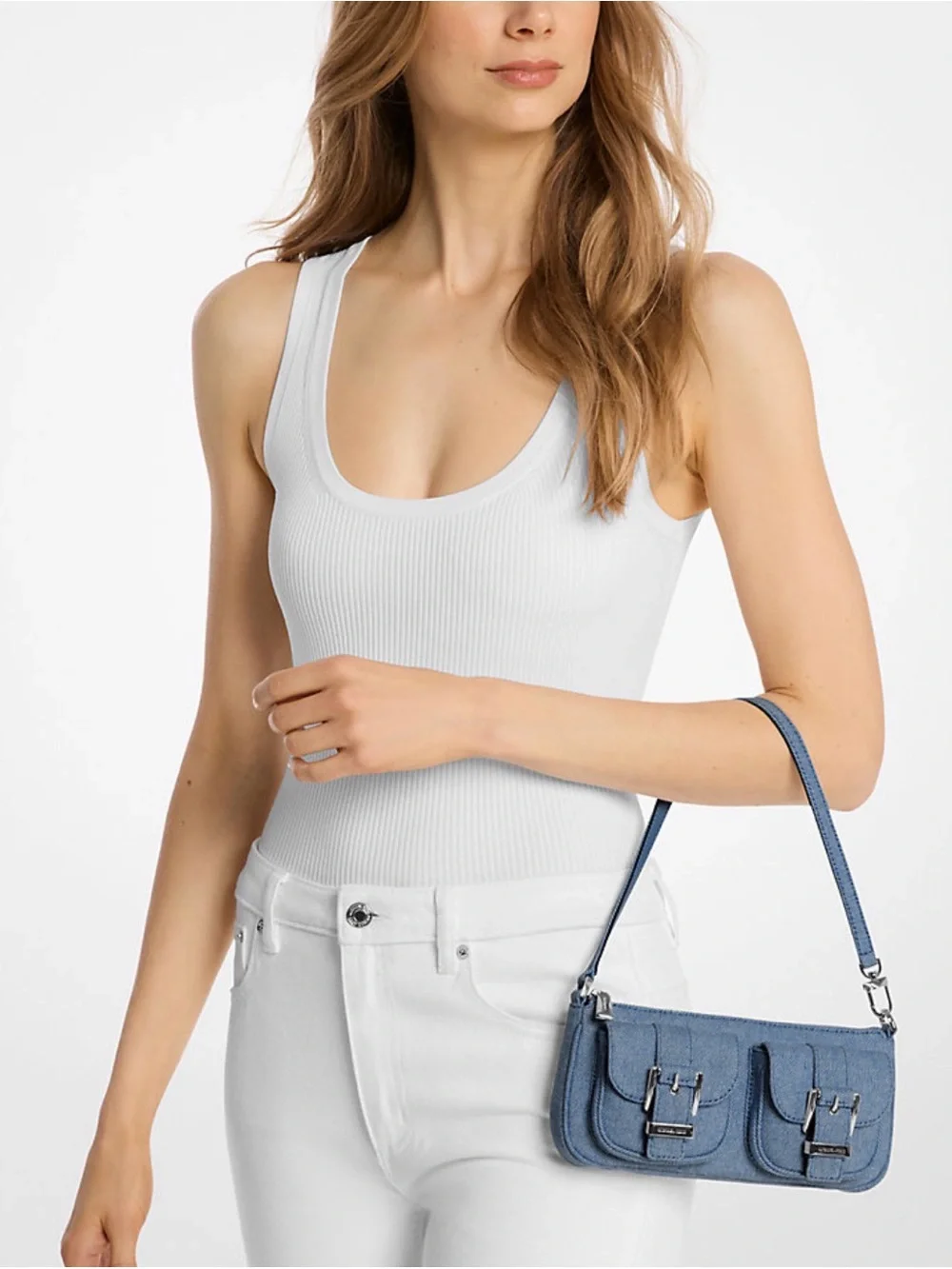 MICHAEL KORS Zoe Small Denim Pochette NWT - Picture 3 of 5